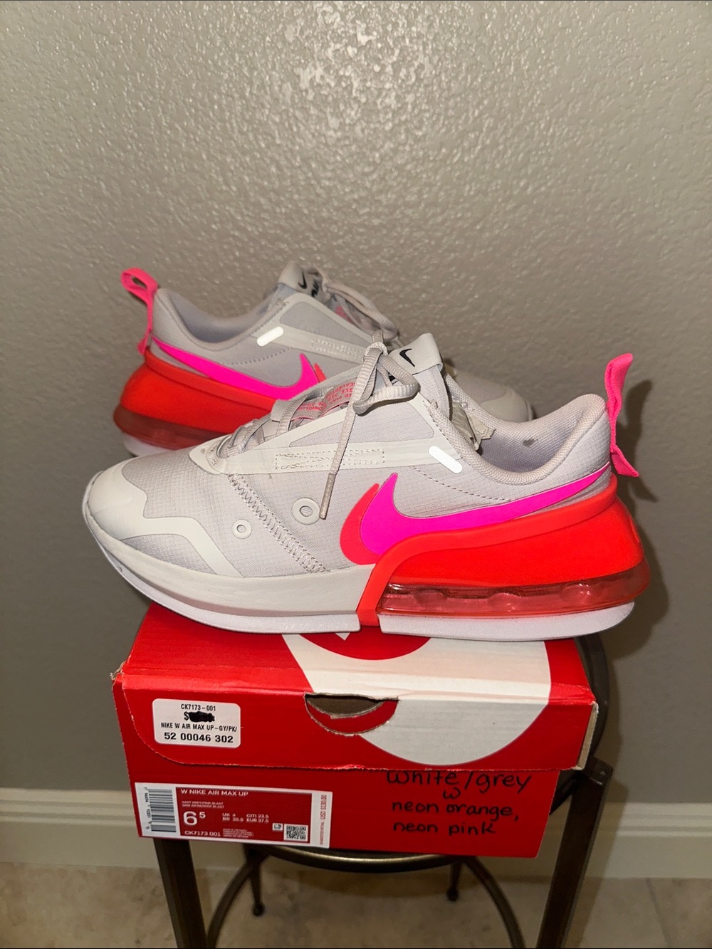 Nike Women’s Athletic Sneaker - White/Gray with Neon Pink & Neon Orange